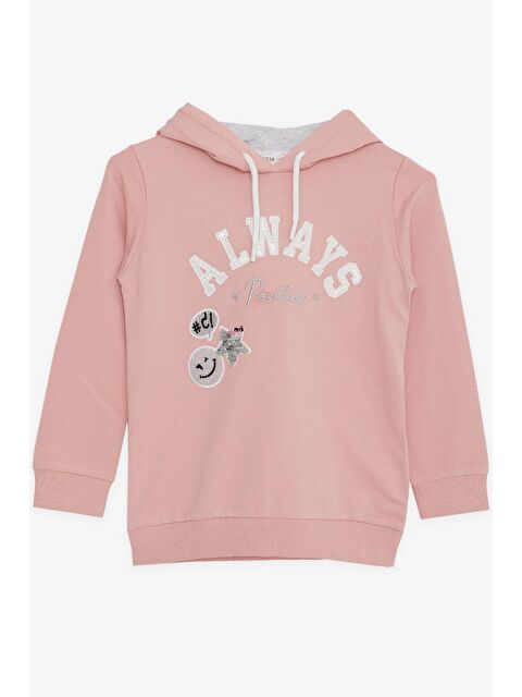 Breeze Kız Çocuk Sweatshirt Pullu Simli Gülenyüz Baskılı Gülkurusu (4 Yaş) - S000080430-20028