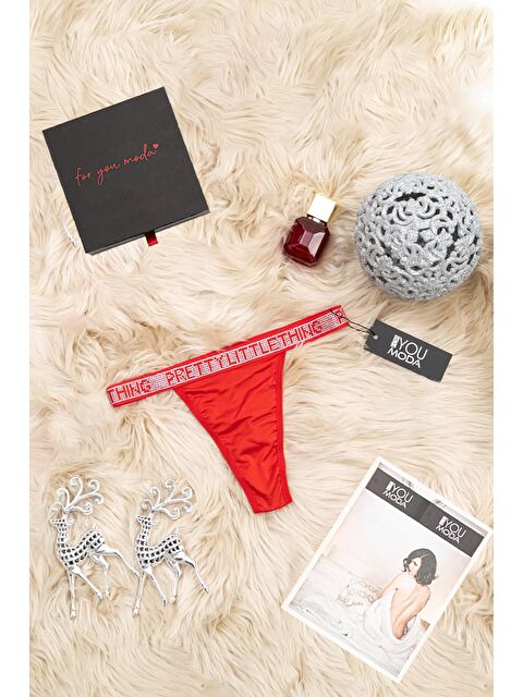 For You Moda Taş Detaylı Kutulu Kırmızı String - S000026844-20045