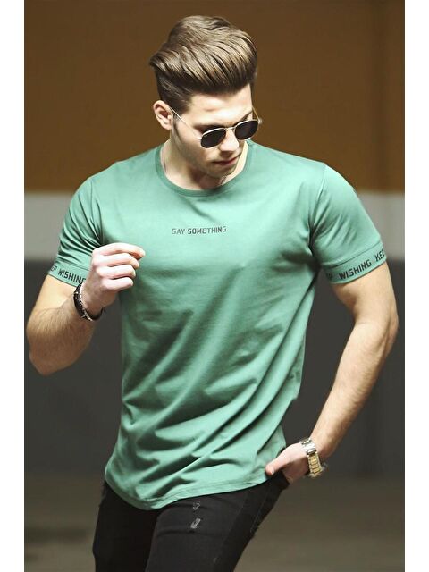 Madmext Yeşil Erkek %100 Pamuk Tişört 4461 - S000016116-18194