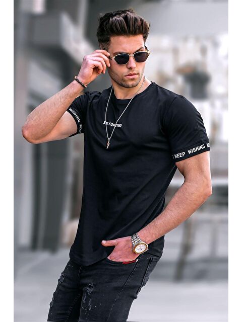 Madmext Siyah Erkek %100 Pamuk Tişört 4461 - S000016116-19351