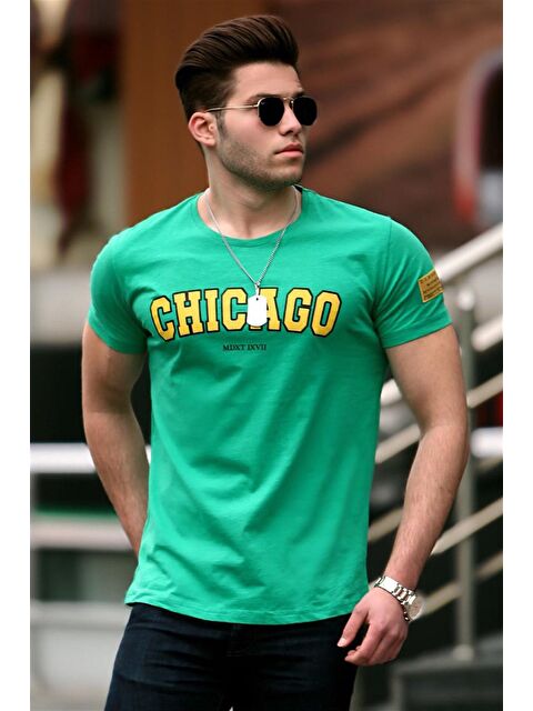 Madmext Baskılı Yeşil Erkek Tişört 4485 - S000039548-18194