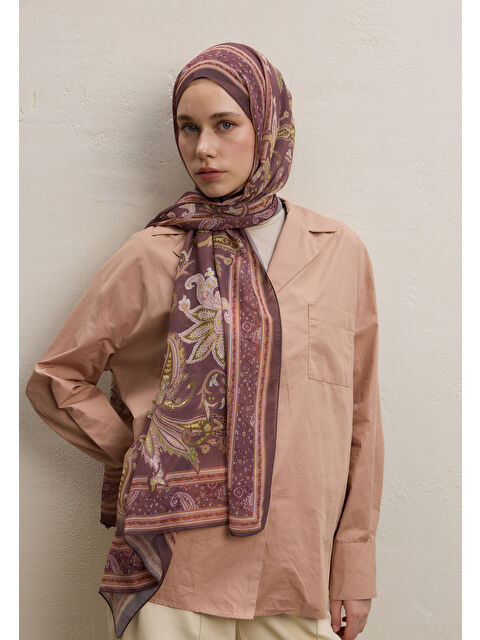 Fresh Scarfs Luna Desen İpek Krep Şal Bordo