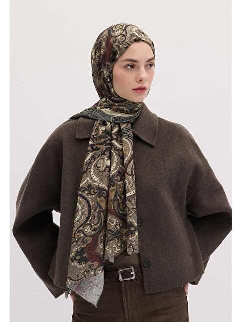 Fresh Scarfs Etnıc Paısley Desen Şal Tozlu Kahve