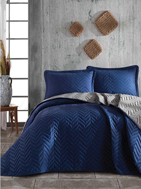 Nordqueen %100 Pamuk Tek Kişilik Yatak Örtüsü Seti Prestige Lacivert - S000059730-21164