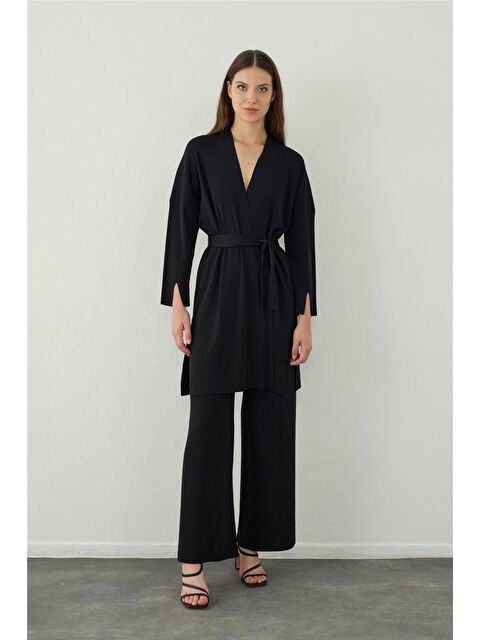 Sherin Siyah Boru Paça Basic Triko Pantolon - S000063879-19351