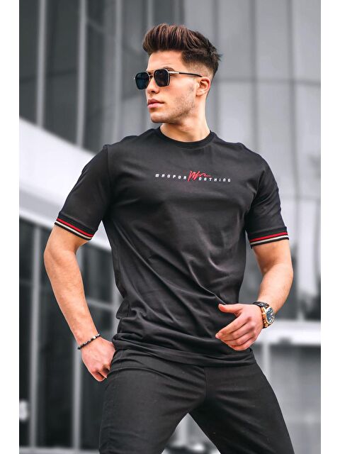 Madmext Siyah Basic Erkek %100 Pamuk Tişört - S000015975-19351