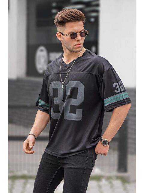 Madmext Siyah Baskılı Oversize Erkek Tişört - S000015928-19351