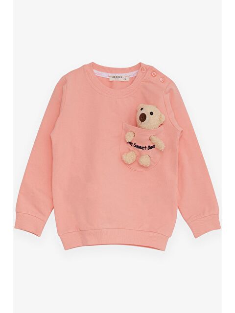Breeze Kız Bebek Sweatshirt Ayıcık Aksesuarlı Somon (1.5-2 Yaş) - S000070594-24085