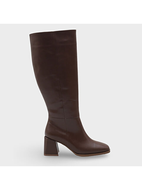 Capone Outfitters Merilyn Küt Burunlu Kalın Orta Topuklu Fermuarlı Uzun Kadın Çizme - S000473930-19413