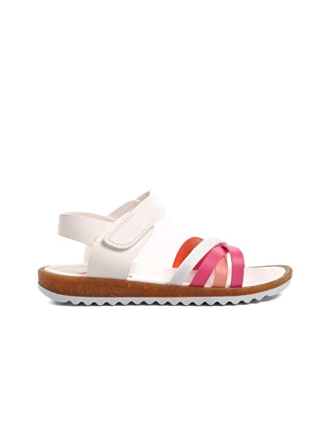 Ayakmod Arz 1100-F Beyaz-Fuşya-Pembe Kız Çocuk Sandalet - S000025921-37226