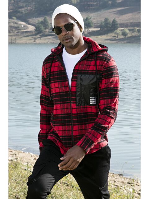 Buratti Ekoseli Kapüşonlu Fermuarlı Oversize Kışlık Oduncu Gömlek CF24W197032 - S000028064-20045