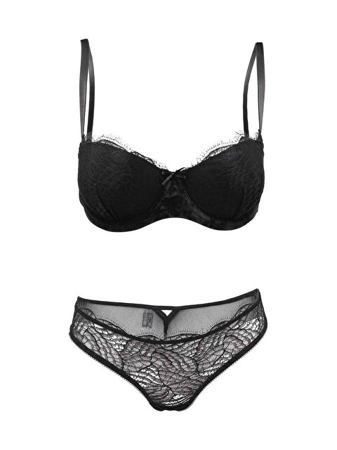 NBB Siyah Dantelli Sütyen Külot Takımı - S000505977-19351