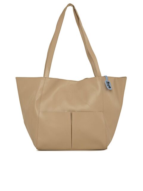 Bagmori Çift Cepli Logolu Büyük Tote Çanta - S000001653-26429