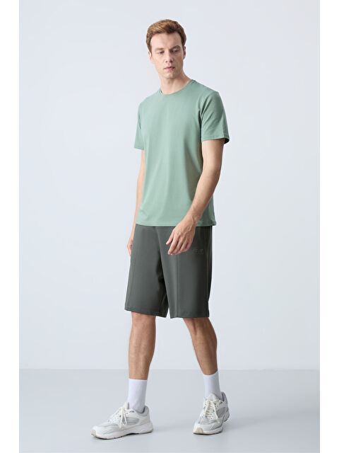 Tommylife Haki Pamuklu Kalın Yumuşak Dokulu Standart  Fit Basic Erkek Şort  - 81277 - S000231624-18547