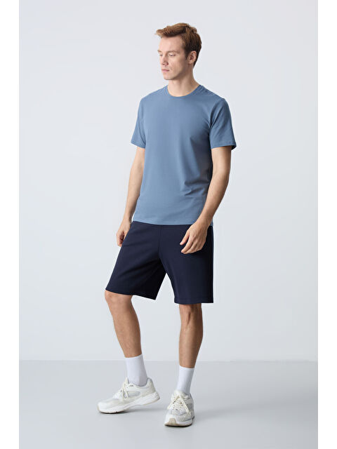 Tommylife Lacivert Pamuklu Kalın Yumuşak Dokulu Standart Fit Basic Erkek Şort  - 81275 - S000231625-21164
