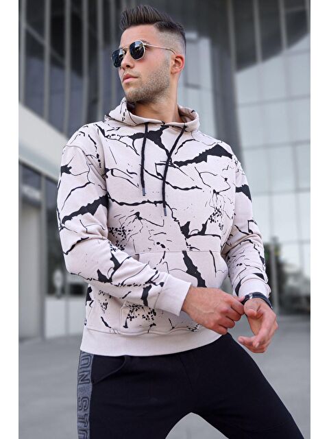 Madmext Bej Kapüşonlu Erkek Hoodie 5324 - S000049835-19928