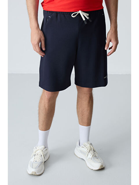 Tommylife Lacivert Pamuklu Kalın Yumuşak Dokulu Standart  Fit Basic Erkek Şort  - 81276