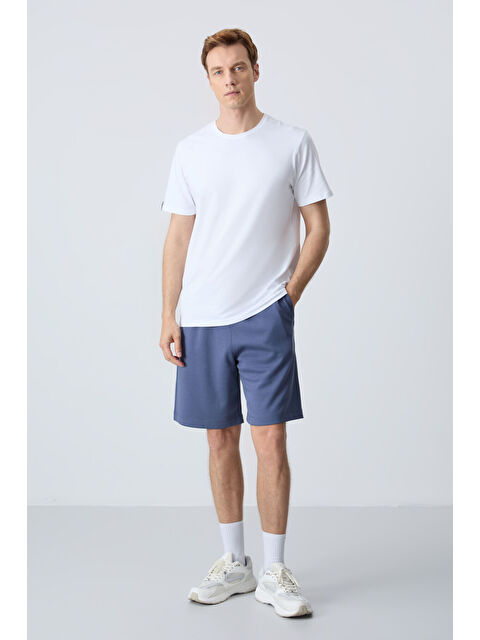 Tommylife Petrol Pamuklu Kalın Yumuşak Dokulu Standart Fit Basic Erkek Şort  - 81275 - S000231625-20019