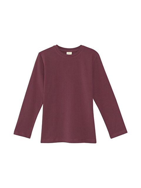 Lovetti Vişne Çürüğü Unısex Sıfır Yaka Uzun Kollu Tişört - S000053556-19952