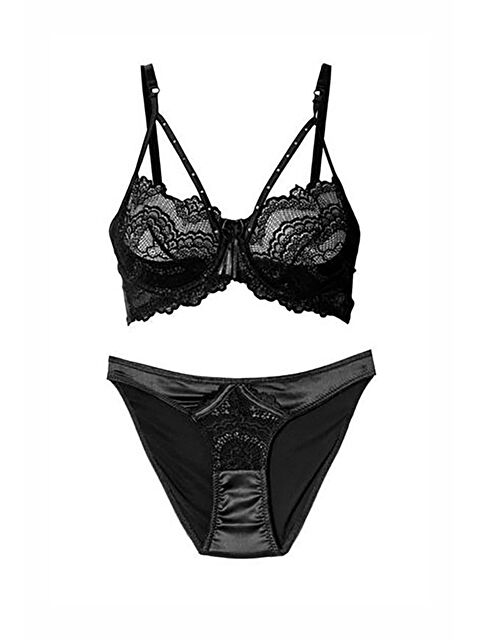 NBB Siyah Dantel Sütyen Külot Takımı - S000505984-19351