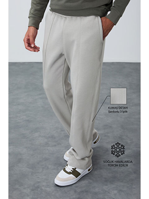 Tommylife Taş Pamuklu Kalın İçi Tüylü Yumuşak Dokulu Oversize Nakışlı Erkek Eşofman Altı -82146 - S000330170-25636