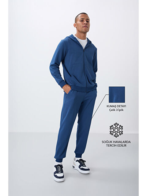 Tommylife Parlament Kompakt Pamuklu Kalın Pürüzsüz Dokulu Kapüşonlu Comfort Fit Erkek Eşofman Takım   85262 - S000330156-17234