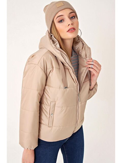 Bigdart 5117 Kapüşonlu Şişme Mont - Vizon - S000089394-26429