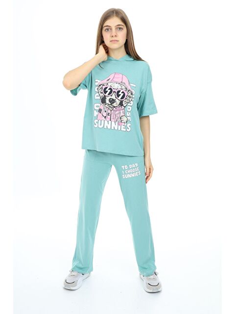 angelos Kız Çocuk Kapüşonlu Yazlık Takım 9-14 Yaş LX301 - S000130155-20055