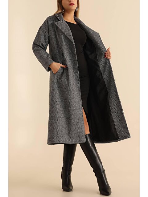 Bigdart 9113 Uzun Kaşe Kaban - Siyah