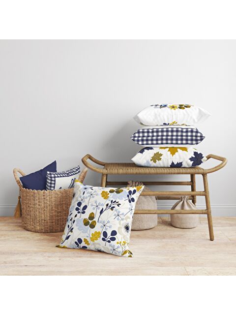 Evmila Kadife Doku Sonbahar Özel Kabak Desenli 4'lü Kırlent Seti - S000061135-23173