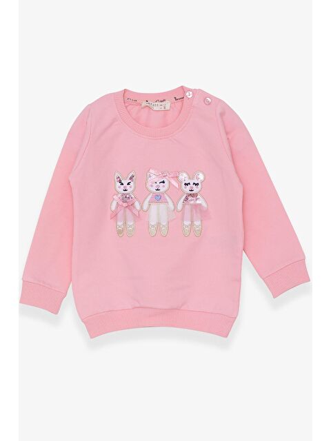 Breeze Kız Çocuk Sweatshirt Hayvancık Baskılı Pudra (1.5-4 Yaş) - S000070603-23490