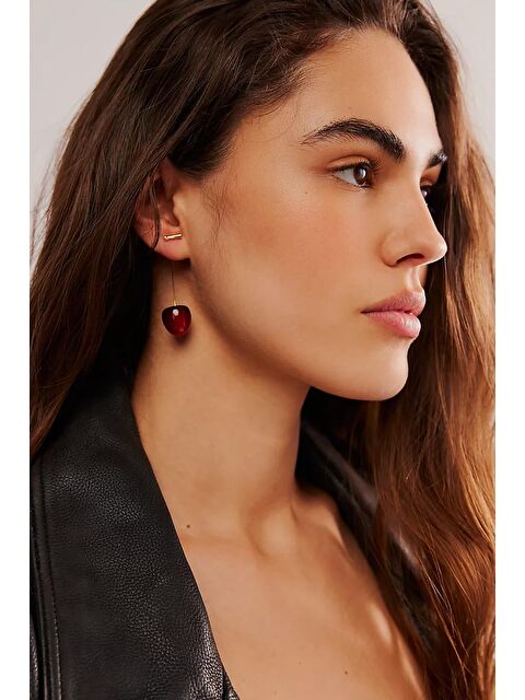 New Obsessions Cherry Uzun Kiraz Altın Kaplama Sallantılı Kadın Küpe - S000158573-27599