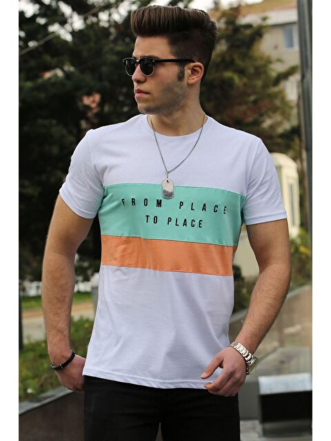 Madmext Baskılı Beyaz Erkek %100 Pamuk Tişört 4499 - S000039564-20063