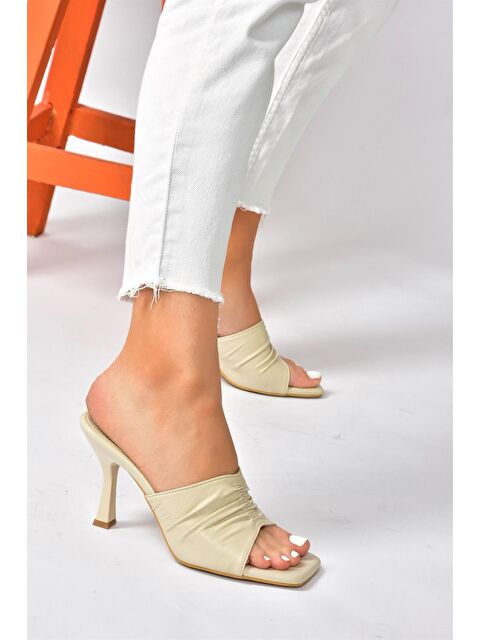 Fox Shoes P590233809 Bej Kadın Terlik - S000052758-19928