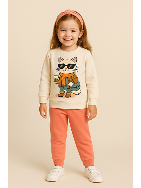 Katia And Bony Kız Çocuk Gözlüklü Kedi Desenli Eşofman Takımı - S000468291-23173