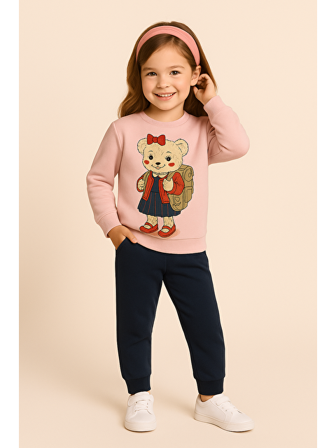 Katia And Bony Kız Çocuk Teddy Desenli Eşofman Takımı Pembe - S000460295-20024