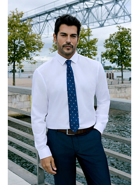 Altınyıldız Classics Erkek Beyaz Ütü Gerektirmeyen Non-Iron Taılored Slim Fit Dar Kesim %100 Pamuk Gömlek - S000403763-20063