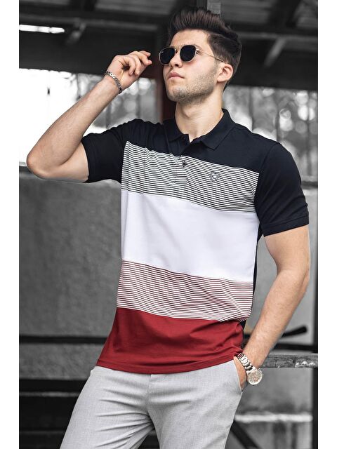 Madmext Renk Bloklu Siyah Polo Yaka Erkek Tişört 9280 - S000061108-19351