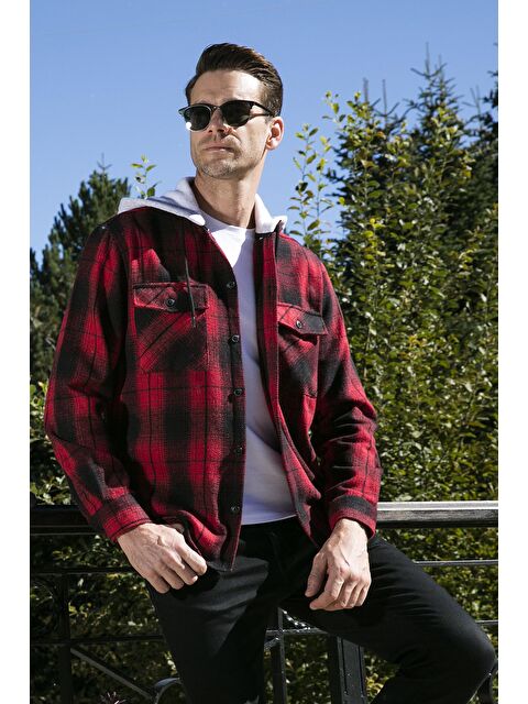 Buratti Ekoseli Çift Cepli Kapüşonlu Oduncu Erkek Gömlek CF22W2650 - S000000716-20045