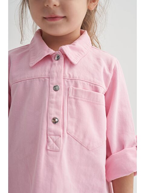 CİGİT Boyalı Gabardin Elbise 2-7 Yaş Pembe - S000474740-20024