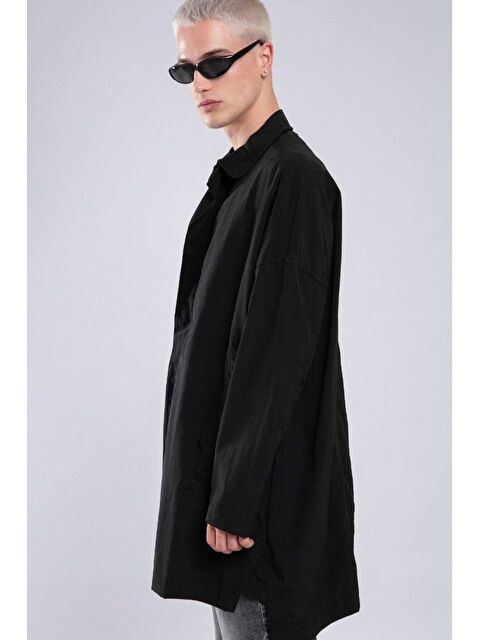Xhan Siyah Paraşüt Oversize Trençkot 3YXE4-47586-02 - S000061168-19351