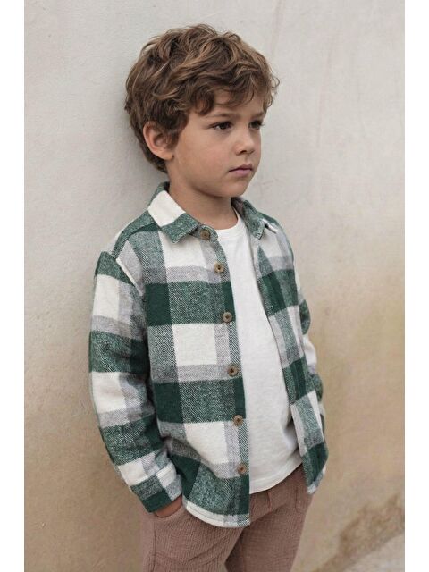 CİGİT Oduncu Gömleği 1-9 Yaş Haki Ekoseli - S000471315-18547