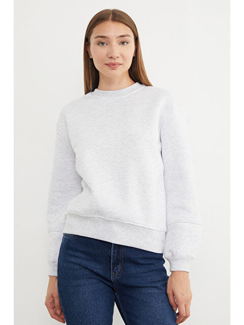 Fullamoda 3 İplik Basic Bisiklet Yaka Sweatshirt - S000432859-74