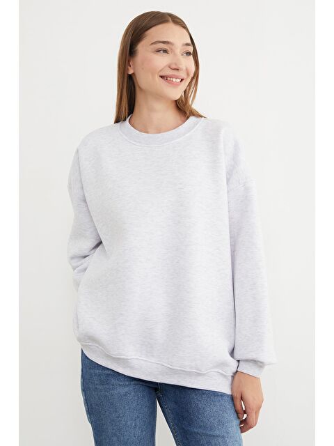 Fullamoda 3 İplik Basic Oversize Sweatshirt - S000435616-74