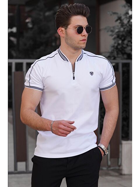Madmext Beyaz Polo Yaka Erkek Tişört 9281 - S000060027-20063