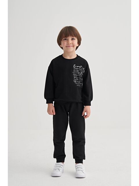 CİGİT İşlem Baskılı Eşofman Takım 2-7 Yaş Siyah - S000473006-19351