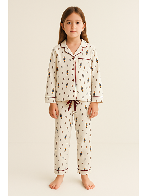 Katia And Bony Kız Çocuk Yılbaşı Temalı Pijama Takımı Ekru - S000451079-19965