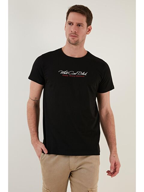 Buratti Yazı Baskılı Bisiklet Yaka %100 Pamuk Slim Fit Tişört 541ENJOY - S000001199-19351