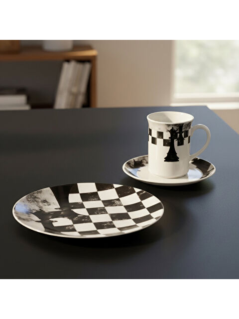 GÜRAL PORSELEN Camelia 3 Parça Çay Takımı Satranç Vezir - S000275011-37646