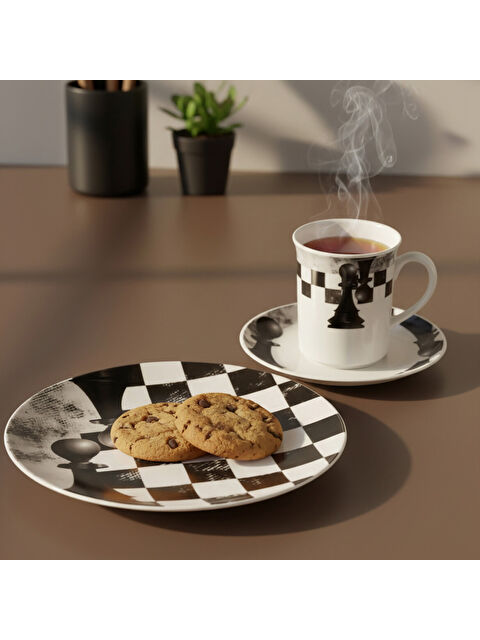 GÜRAL PORSELEN Camelia 3 Parça Çay Takımı Satranç Piyon - S000275009-37646